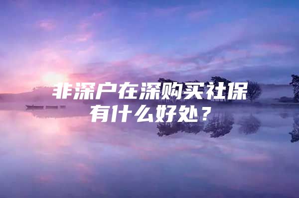 非深户在深购买社保有什么好处？