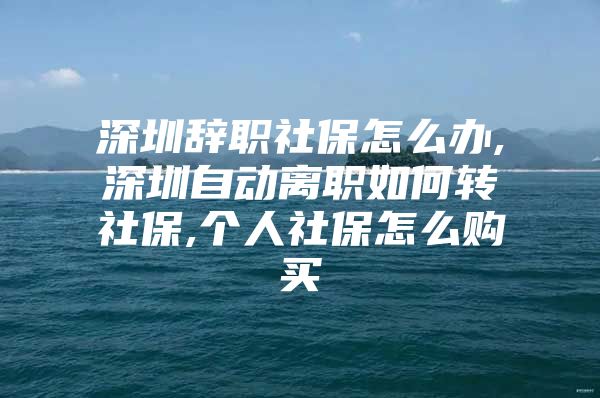 深圳辞职社保怎么办,深圳自动离职如何转社保,个人社保怎么购买