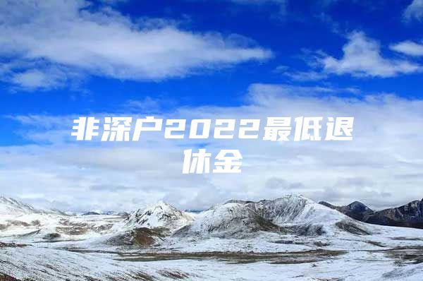 非深户2022最低退休金