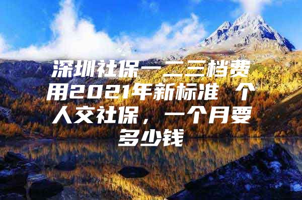 深圳社保一二三档费用2021年新标准 个人交社保，一个月要多少钱