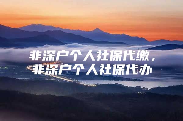 非深户个人社保代缴，非深户个人社保代办