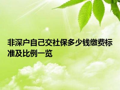 非深户自己交社保多少钱缴费标准及比例一览