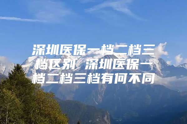 深圳医保一档二档三档区别 深圳医保一档二档三档有何不同