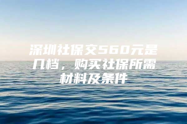 深圳社保交560元是几档，购买社保所需材料及条件