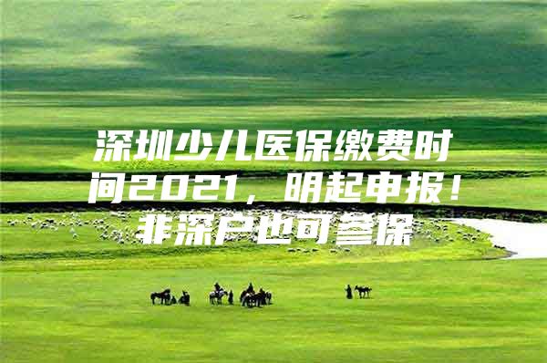 深圳少儿医保缴费时间2021，明起申报！非深户也可参保