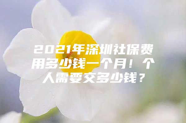 2021年深圳社保费用多少钱一个月！个人需要交多少钱？