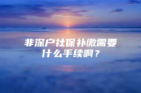 非深户社保补缴需要什么手续啊？