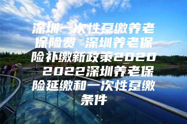 深圳一次性趸缴养老保险费 深圳养老保险补缴新政策2020 2022深圳养老保险延缴和一次性趸缴条件